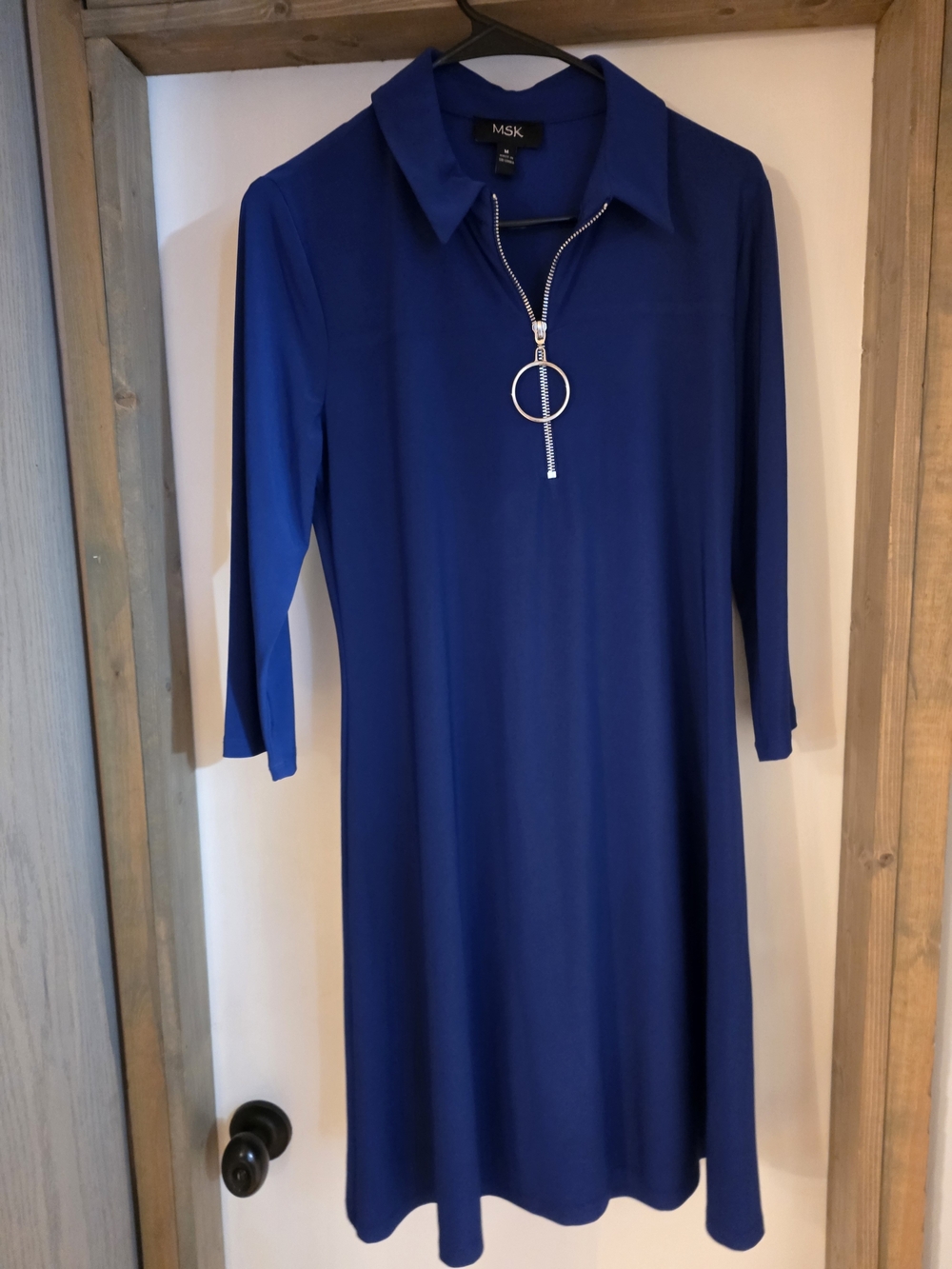 MSK Cobalt Zip-Front Collared Midi Dress